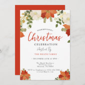 Snowy Floral Christmas Party Kaart (Voorkant / Achterkant)