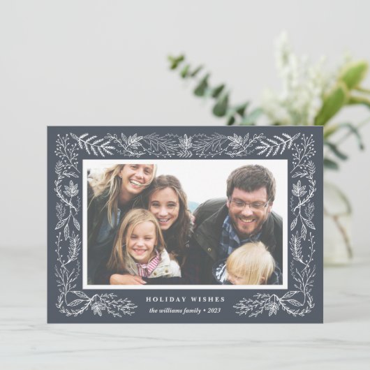 Snowy Foliage | Vakantieknopkaart Feestdagenkaart (Staand voorkant)