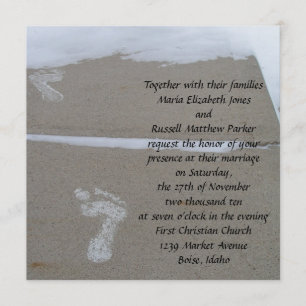 Snowy Footprint Wedding Kaart