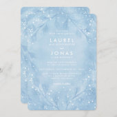 Snowy Forest Blue Winter Wedding Invitations Kaart (Voorkant / Achterkant)