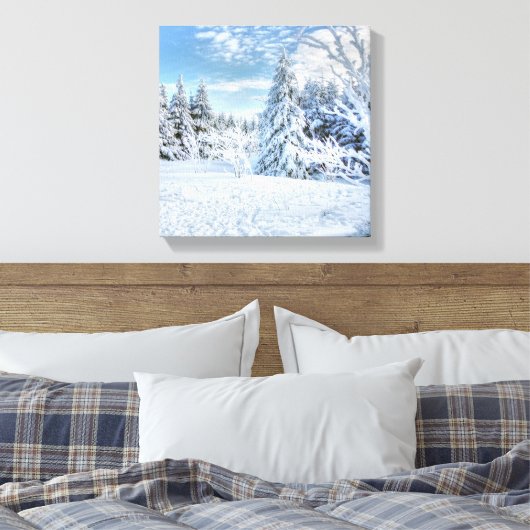 Snowy Forest Canvas Afdruk (Insitu (Slaapkamer))