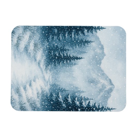 Snowy Forest Christmas Magnetic  Magneet (Horizontaal)