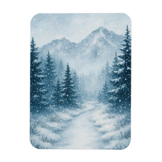 Snowy Forest Christmas Magnetic  Magneet