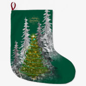 Snowy Forest Christmas Tree Christmas Stockings Grote Kerstsok (Voorkant)