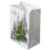  Snowy Forest Christmas Tree Gift Bag  Medium Cadeauzakje (Voorkant Gekanteld)