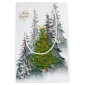  Snowy Forest Christmas Tree Gift Bag  Medium Cadeauzakje (Voorkant)