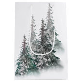  Snowy Forest Christmas Tree Gift Bag  Medium Cadeauzakje (Achterkant)