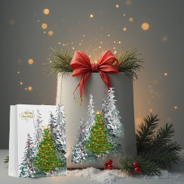 Snowy Forest Christmas Tree Gift Bag Medium Cadeauzakje