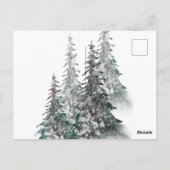  Snowy Forest Christmas Tree holiday postcard Briefkaart (Achterkant)