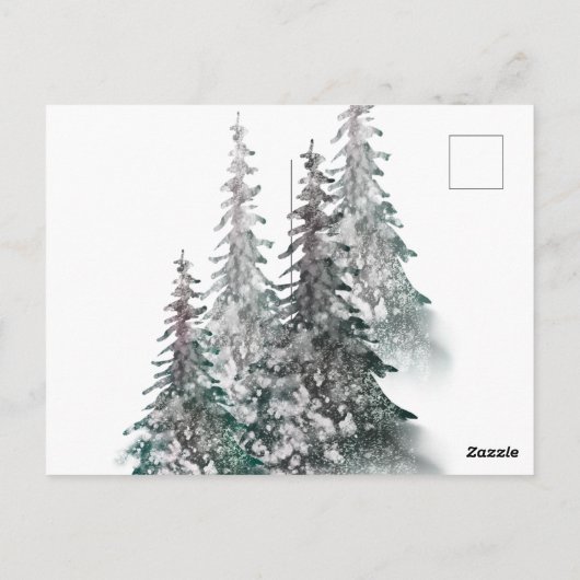  Snowy Forest Christmas Tree holiday postcard Briefkaart (Achterkant)
