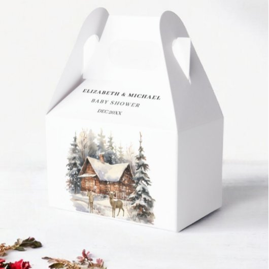 Snowy Forest Deer Baby Het is koud buiten Bedankdoosjes