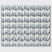 Snowy Forest Gift Wrap with Gold Lights Cadeaupapier (Vlak)