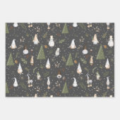 Snowy Forest Kerstmis Gnomes Pattern Inpakpapier Vel (Voorkant)