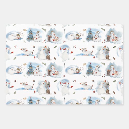 Snowy Forest Kerstmis Gnomes Pattern Inpakpapier Vel (Voorkant 2)