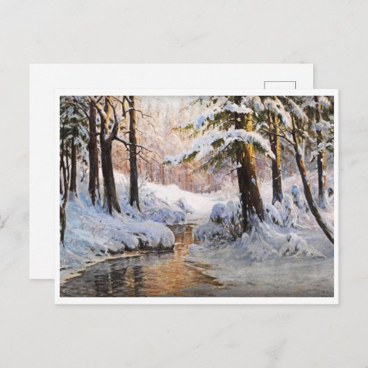 Snowy Forest Landscape, Walter Moras Briefkaart (Voorkant / Achterkant)