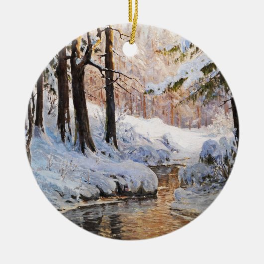 Snowy Forest Landscape, Walter Moras Keramisch Ornament (Voorkant)