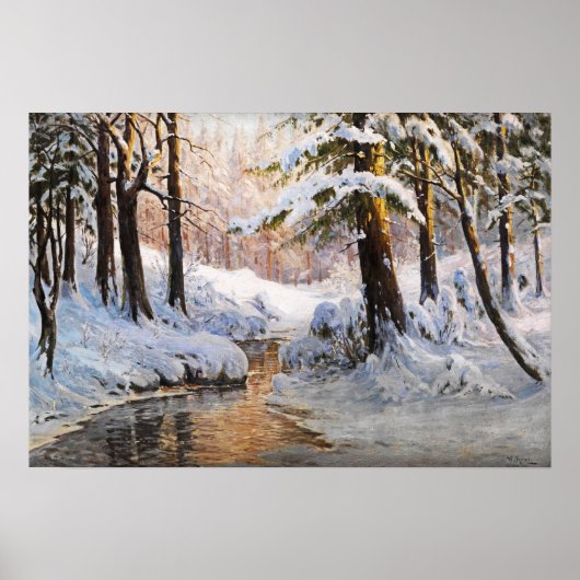 Snowy Forest Landscape, Walter Moras Poster (Voorkant)