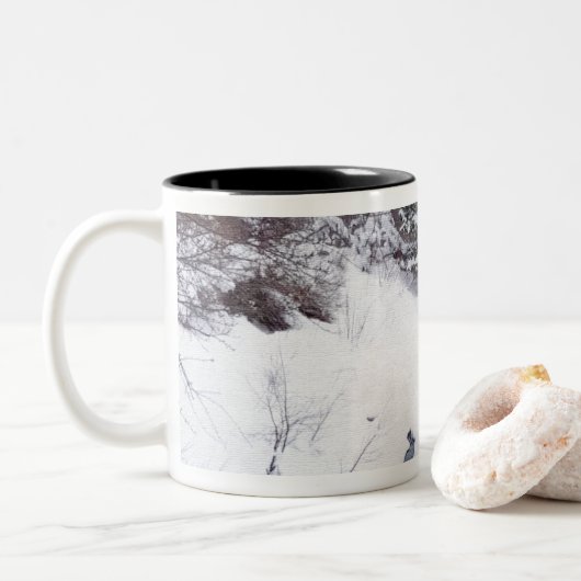 Snowy Forest Mug Tweekleurige Koffiemok (Met donut)