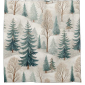 Snowy Forest Pattern – Peaceful Winter Landscape Douchegordijn (Voorkant)