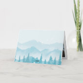 Snowy Forest Pine Mountain Winter Wedding Gevouwen Bedankkaart (Achterkant)