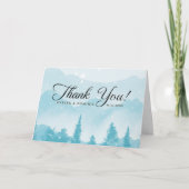 Snowy Forest Pine Mountain Winter Wedding Gevouwen Bedankkaart (Voorkant)