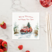 Snowy Forest Red Christmas Truck  Servet (Insitu)