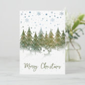 Snowy Forest Reindeer Unieke Kerst Kaart (Staand voorkant)