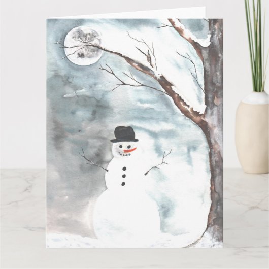 Snowy Forest Snowman Bedankkaart (Voorkant)