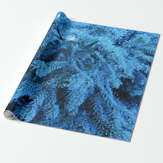 Snowy Forest Spruce Cadeaupapier (Uitgerold)
