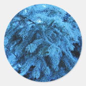 Snowy Forest Spruce Ronde Sticker (Voorkant)