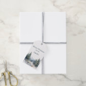 Snowy Forest vrolijk kerstfeest Cadeaulabel (Met Touw)