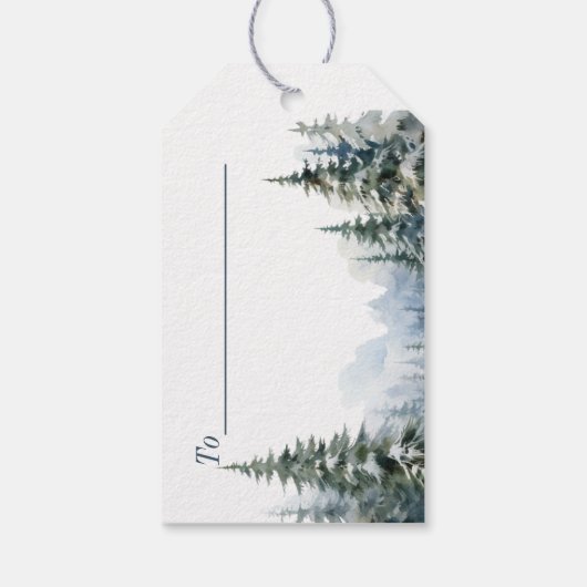 Snowy Forest vrolijk kerstfeest Cadeaulabel (Achterkant)