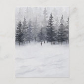Snowy Forest Waterverf Briefkaart (Voorkant)