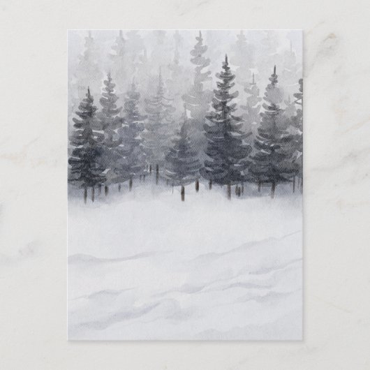 Snowy Forest Waterverf Briefkaart (Voorkant)