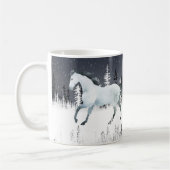Snowy Forest Wild White Horse Night Sky Koffiemok (Links)