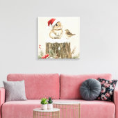 Snowy Forest Winter Woodland Christmas Bunny Bird Canvas Afdruk (Insitu (Woonkamer))