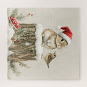Snowy Forest Winter Woodland Christmas Bunny Bird Legpuzzel (Horizontaal)