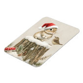 Snowy Forest Winter Woodland Christmas Bunny Bird Magneet (Linkerzijde)