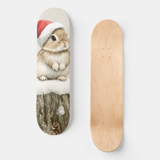 Snowy Forest Winter Woodland Christmas Bunny Bird  Persoonlijk Skateboard (Voorkant)