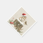 Snowy Forest Winter Woodland Christmas Bunny Bird  Servet (Hoek)