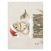 Snowy Forest Winter Woodland Christmas Bunny Bird Tafelkleed (Voorkant)