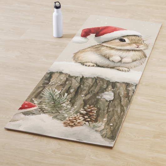 Snowy Forest Winter Woodland Christmas Bunny Bird  Yogamat (In situ)