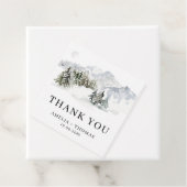 Snowy Forest Woodland Winter Weddenschap Bedankjes Labels (In situ)