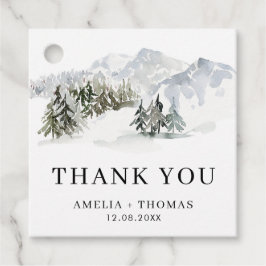 Snowy Forest Woodland Winter Weddenschap Bedankjes Labels