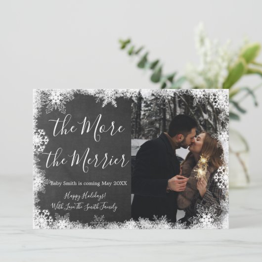 Snowy-fotokerstkaarten Zwangerschap Aankondiging (Staand voorkant)