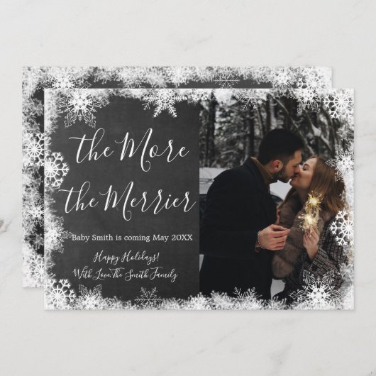 Snowy-fotokerstkaarten Zwangerschap Aankondiging (Voorkant / Achterkant)