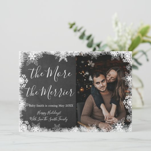 Snowy-fotokerstkaarten Zwangerschap Aankondiging (Staand voorkant)