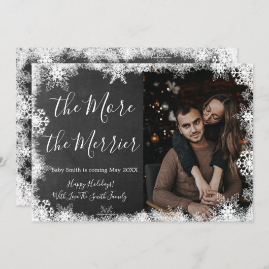 Snowy-fotokerstkaarten Zwangerschap Aankondiging (Voorkant / Achterkant)