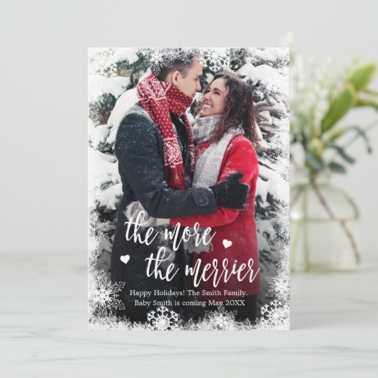 Snowy-fotokerstkaarten Zwangerschap Aankondiging (Staand voorkant)