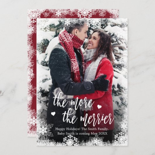 Snowy-fotokerstkaarten Zwangerschap Aankondiging (Voorkant / Achterkant)
